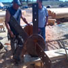 Log dance arbor constructed by Sitka Log Homes