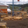 Log dance arbor constructed by Sitka Log Homes