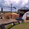 Log dance arbor constructed by Sitka Log Homes